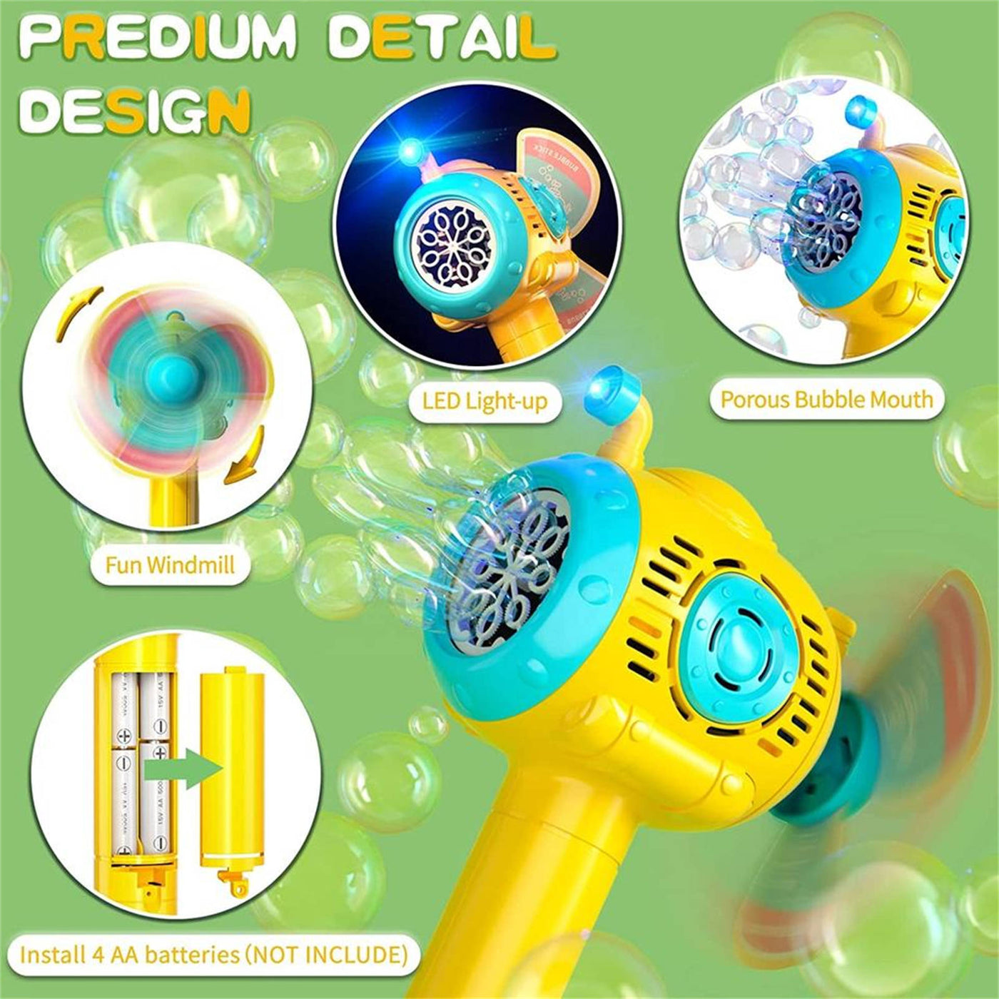Bubblerainbow Full-Automatic Submarine Windmill Bubble Machine Children's Hand-Held Toy