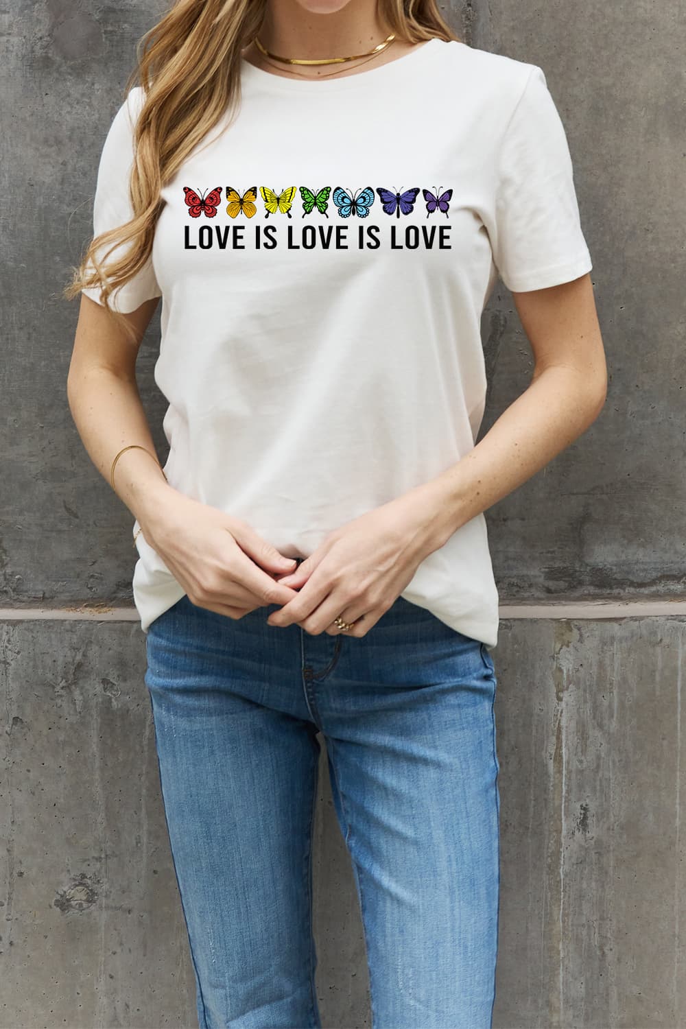 Simply Love Full Size LOVE IS LOVE IS LOVE Graphic Cotton Tee