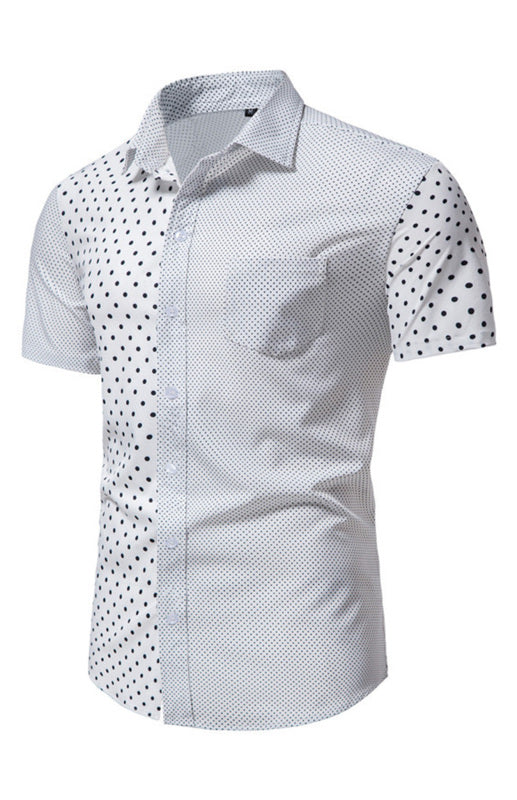 Men's Summer Fashion Polka Dot Colorblock Short Sleeve Shirt kakaclo