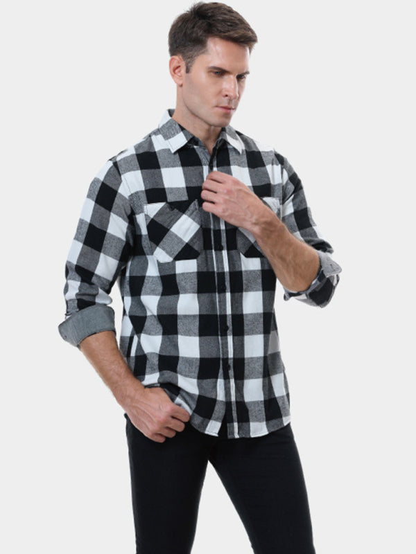 Men's plaid shirt flannel ground shirt kakaclo