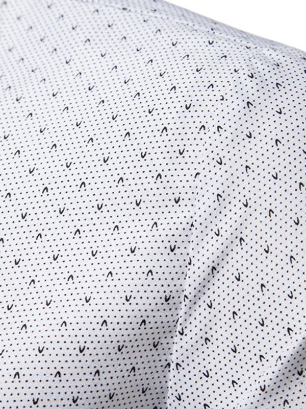 Men’s Relaxed Fit Point Collar Long Sleeves Micro Dot Print Knit Shirt kakaclo