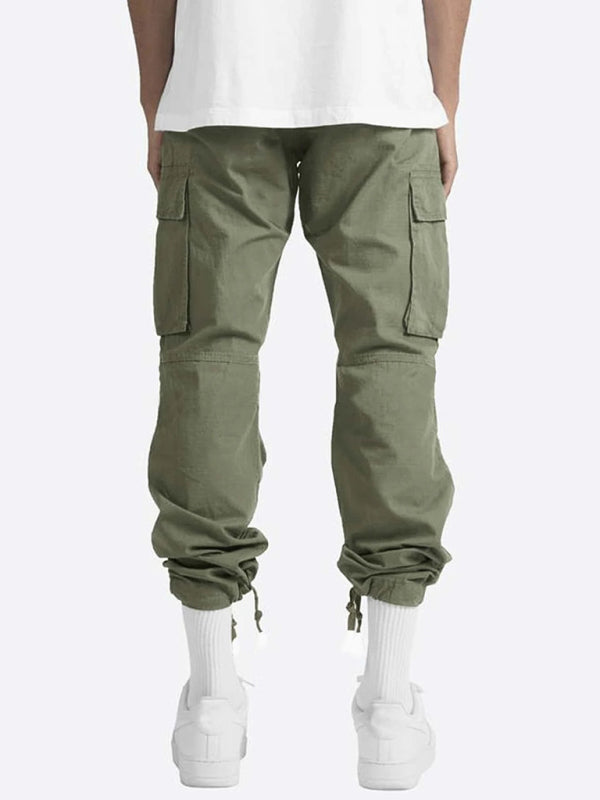 Men's Solid Color Relaxed Cargo Pants kakaclo