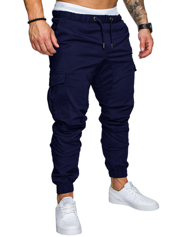 Men's Solid Color Casual Tether Elastic Sports Baggies Men's Trousers kakaclo