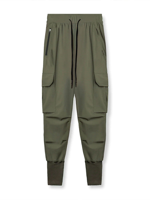 Men's casual trendy quick-drying pants multi-pocket ice silk trousers kakaclo