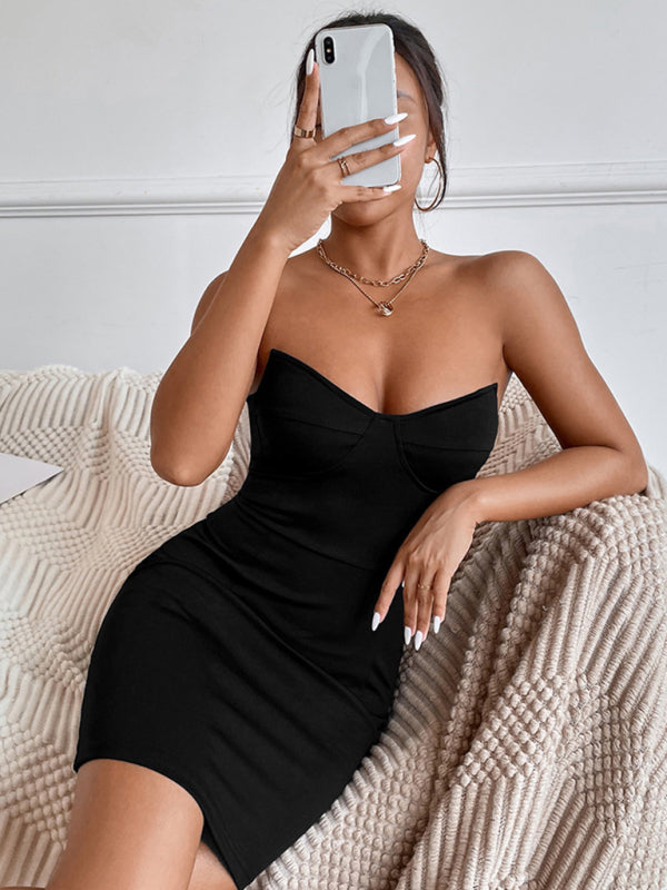 Women's sexy body repair pleated bag hip tube top dress kakaclo